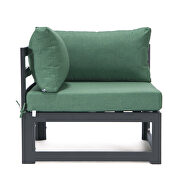 Green finish cushions 6-piece patio sectional black aluminum by Leisure Mod additional picture 4