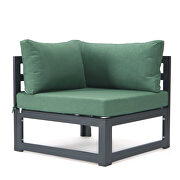 9-piece patio sectional with coffee table black aluminum with green cushions by Leisure Mod additional picture 3