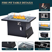 Beige cushions 7-piece patio sectional and fire pit table black aluminum by Leisure Mod additional picture 11