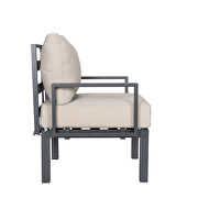 Beige cushions 7-piece patio sectional and fire pit table black aluminum by Leisure Mod additional picture 24