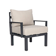 Beige cushions 7-piece patio sectional and fire pit table black aluminum by Leisure Mod additional picture 25