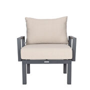 Beige cushions 7-piece patio sectional and fire pit table black aluminum by Leisure Mod additional picture 26