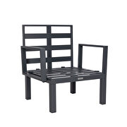 Beige cushions 7-piece patio sectional and fire pit table black aluminum by Leisure Mod additional picture 28