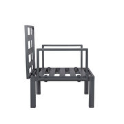 Beige cushions 7-piece patio sectional and fire pit table black aluminum by Leisure Mod additional picture 29