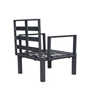 Beige cushions 7-piece patio sectional and fire pit table black aluminum by Leisure Mod additional picture 30