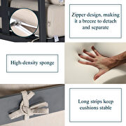 Beige cushions 7-piece patio sectional and fire pit table black aluminum by Leisure Mod additional picture 10