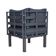 Blue cushions 7-piece patio sectional and fire pit table black aluminum by Leisure Mod additional picture 30