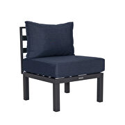 Blue cushions 7-piece patio sectional and fire pit table black aluminum by Leisure Mod additional picture 8
