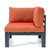 5-piece sectional loveseat and fireplace set black aluminum with orange cushions by Leisure Mod additional picture 8