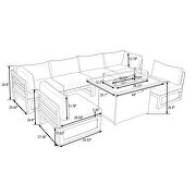 Beige cushions 7-piece patio sectional and fire pit table white aluminum by Leisure Mod additional picture 12