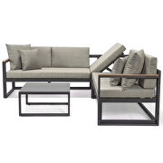Beige cushions and black base sectional with adjustable headrest & coffee table by Leisure Mod additional picture 3