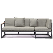 Beige cushions and black base sectional with adjustable headrest & coffee table by Leisure Mod additional picture 6