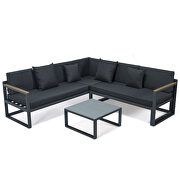 Black cushions and black base sectional with adjustable headrest & coffee table by Leisure Mod additional picture 2