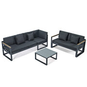 Black cushions and black base sectional with adjustable headrest & coffee table by Leisure Mod additional picture 4