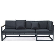 Black cushions and black base sectional with adjustable headrest & coffee table by Leisure Mod additional picture 6