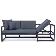 Blue cushions and black base sectional with adjustable headrest & coffee table by Leisure Mod additional picture 5