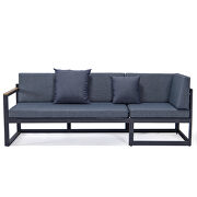 Blue cushions and black base sectional with adjustable headrest & coffee table by Leisure Mod additional picture 6