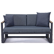Blue cushions and black base sectional with adjustable headrest & coffee table by Leisure Mod additional picture 7