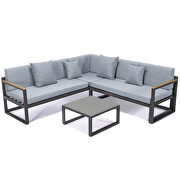 Light gray cushions and black base sectional with adjustable headrest & coffee table additional photo 2 of 10