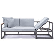 Light gray cushions and black base sectional with adjustable headrest & coffee table additional photo 5 of 10