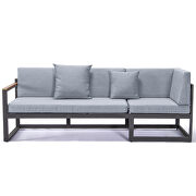Light gray cushions and black base sectional with adjustable headrest & coffee table by Leisure Mod additional picture 6