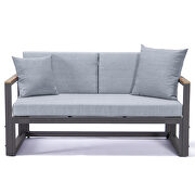 Light gray cushions and black base sectional with adjustable headrest & coffee table by Leisure Mod additional picture 7