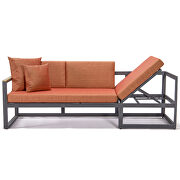 Orange cushions and black base sectional with adjustable headrest & coffee table by Leisure Mod additional picture 5