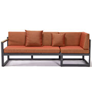Orange cushions and black base sectional with adjustable headrest & coffee table by Leisure Mod additional picture 6