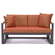 Orange cushions and black base sectional with adjustable headrest & coffee table by Leisure Mod additional picture 7
