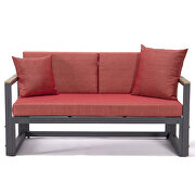 Red cushions and black base sectional with adjustable headrest & coffee table by Leisure Mod additional picture 7