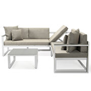 Beige cushions and white base sectional with adjustable headrest & coffee table by Leisure Mod additional picture 3