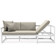 Beige cushions and white base sectional with adjustable headrest & coffee table by Leisure Mod additional picture 7