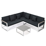 Black cushions and white base sectional with adjustable headrest & coffee table by Leisure Mod additional picture 2
