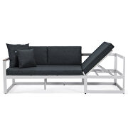 Black cushions and white base sectional with adjustable headrest & coffee table by Leisure Mod additional picture 6