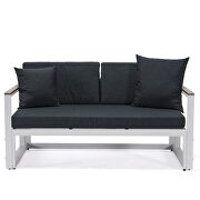 Black cushions and white base sectional with adjustable headrest & coffee table by Leisure Mod additional picture 7