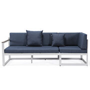 Blue cushions and white base sectional with adjustable headrest & coffee table by Leisure Mod additional picture 6