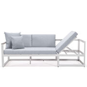 Light gray cushions and white base sectional with adjustable headrest & coffee table by Leisure Mod additional picture 5
