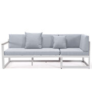 Light gray cushions and white base sectional with adjustable headrest & coffee table by Leisure Mod additional picture 6