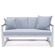 Light gray cushions and white base sectional with adjustable headrest & coffee table by Leisure Mod additional picture 7