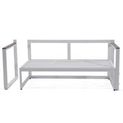 Light gray cushions and white base sectional with adjustable headrest & coffee table by Leisure Mod additional picture 8