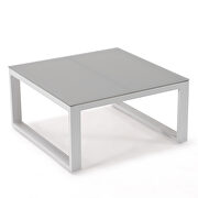 Light gray cushions and white base sectional with adjustable headrest & coffee table by Leisure Mod additional picture 9