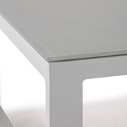 Light gray cushions and white base sectional with adjustable headrest & coffee table by Leisure Mod additional picture 10