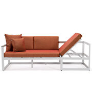 Orange cushions and white base sectional with adjustable headrest & coffee table by Leisure Mod additional picture 5