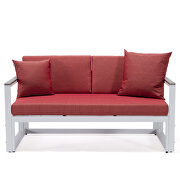 Red cushions and white base sectional with adjustable headrest & coffee table by Leisure Mod additional picture 7