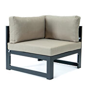 Beige cushions 6-piece patio ottoman sectional black aluminum by Leisure Mod additional picture 6