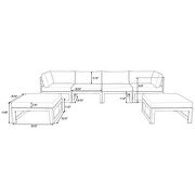 Beige cushions 6-piece patio ottoman sectional black aluminum by Leisure Mod additional picture 7
