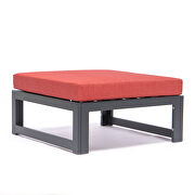 Red cushions 6-piece patio ottoman sectional black aluminum by Leisure Mod additional picture 4