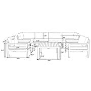 Light gray cushions 7-piece patio sectional & coffee table set black aluminum by Leisure Mod additional picture 8