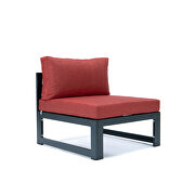 Red cushions 7-piece patio sectional & coffee table set black aluminum by Leisure Mod additional picture 6