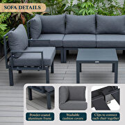 Black finish cushions 7-piece patio sectional and coffee table set black aluminum by Leisure Mod additional picture 4